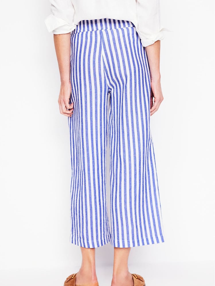 Boden Blue Cropped Double Cloth 100% Cotton Trousers - Image 2 of 4