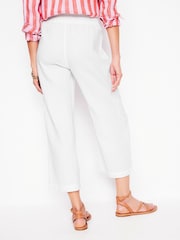 Boden White Cropped Double Cloth 100% Cotton Trousers - Image 4 of 6