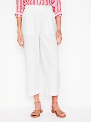 Boden White Cropped Double Cloth 100% Cotton Trousers - Image 5 of 6