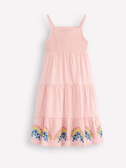 Boden Pink Enza Broderie Hem 100% Cotton Jersey Dress - Image 2 of 3