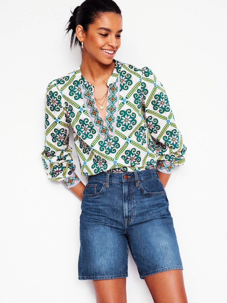 Boden Blue Mid Thigh Denim Shorts - Image 2 of 7