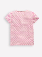 Boden Light Pink Seahorse Puff Sleeve Superstitch 100% Cotton T-Shirt - Image 3 of 4