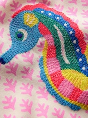 Boden Light Pink Seahorse Puff Sleeve Superstitch 100% Cotton T-Shirt - Image 4 of 4