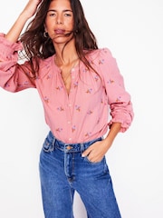 Boden Pink Evie Double Cloth Top - Image 1 of 6