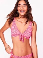 Boden Pink Tie Front Bikini Top - Image 2 of 8