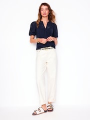 Boden Blue Dolly Broderie 100% Cotton Top - Image 1 of 5