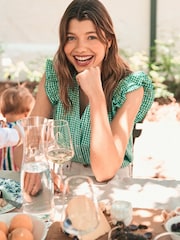 Boden Green Frill Sleeve Seersucker 100% Cotton Top - Image 1 of 6