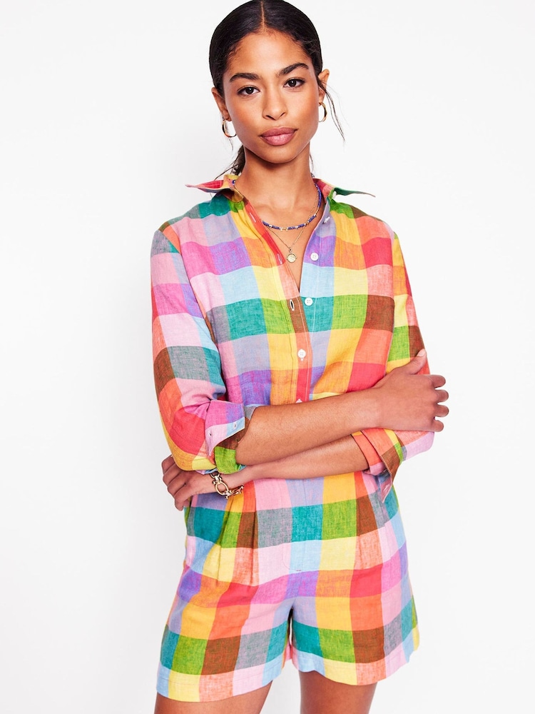Boden Multi Gingham Sienna 100% Linen Shirt - Image 1 of 6