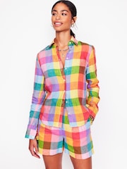 Boden Multi Gingham Sienna 100% Linen Shirt - Image 5 of 6