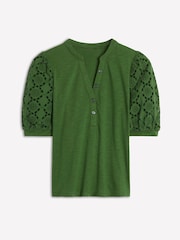Boden Green Eden Puff Sleeve Henley Top - Image 5 of 5