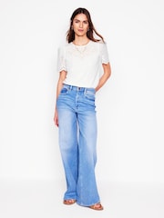 Boden White Isabel Broderie 100% Cotton Top - Image 3 of 5
