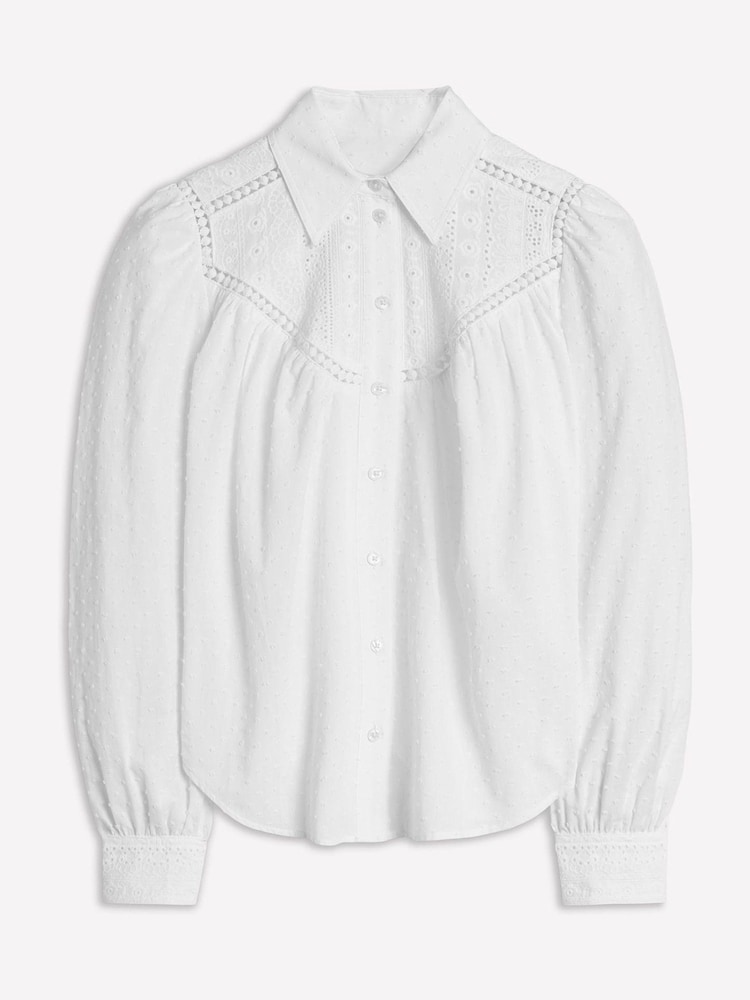 Boden White Broderie Western 100% Cotton Shirt - Image 6 of 6