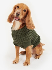 Barbour® Green Saltburn Cable Knit Dog Jumper - Image 1 of 8