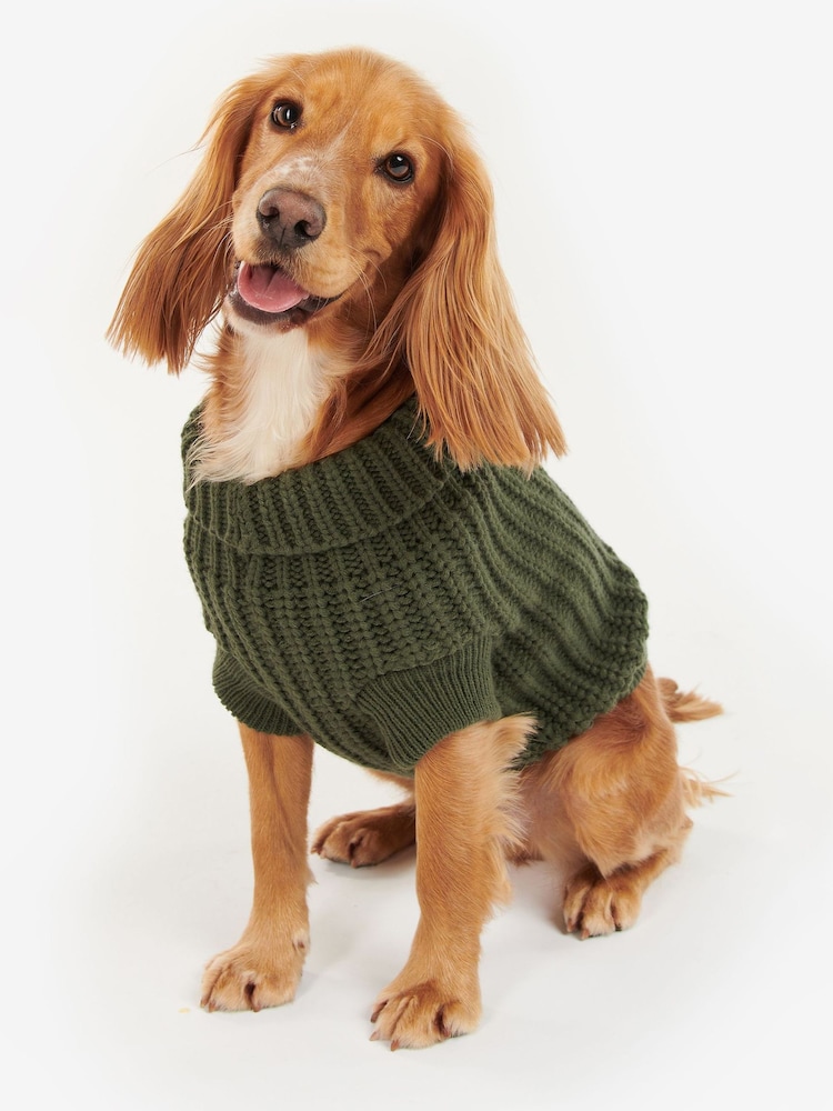 Barbour® Green Saltburn Cable Knit Dog Jumper - Image 1 of 8