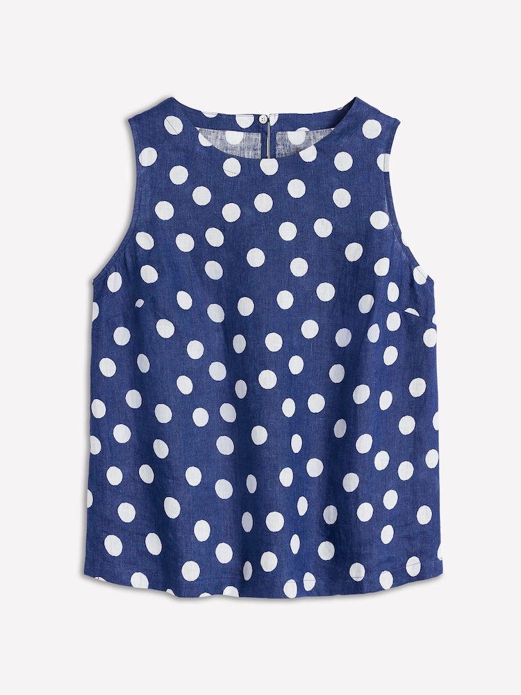 Boden Blue Polka Dot 100% Linen Shell Top - Image 8 of 8