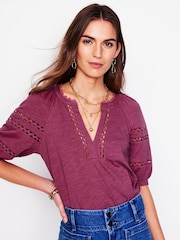 Boden Maisy Rikrak 100% Cotton Trim Top - Image 1 of 5