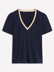 Azul - Camiseta Boden com acabamento metálico com decote em V - Imagem 5 de 5