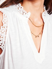 Boden White Aria Broderie Trim Vest - Image 2 of 5