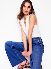 Boden White Aria Broderie Trim Vest - Image 4 of 5