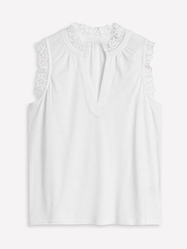 Boden White Aria Broderie Trim Vest - Image 5 of 5