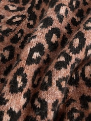 Leopard Faux Fur Collar Knitted Mini Dress - Image 3 of 3