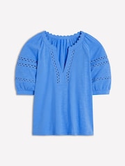 Boden Blue Maisy Rikrak Trim 100% Cotton Top - Image 6 of 6