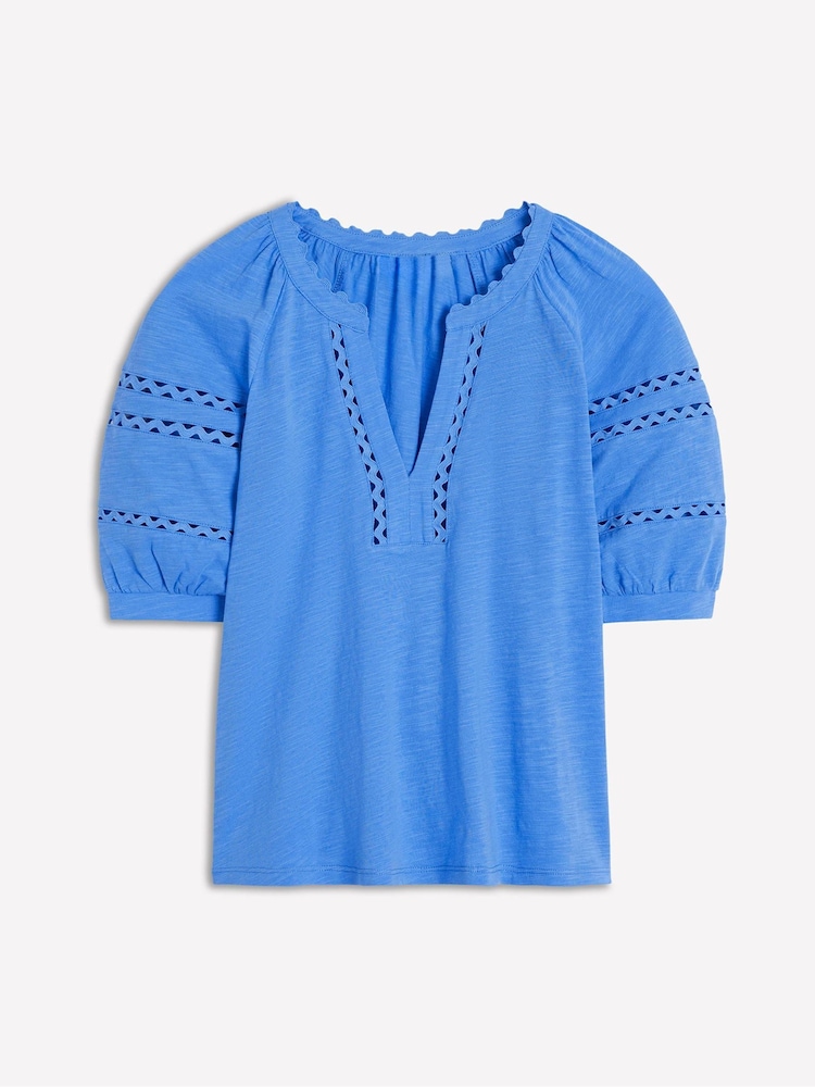 Boden Blue Maisy Rikrak Trim 100% Cotton Top - Image 6 of 6 Boden Blue Maisy Rikrak Trim 100% Cotton Top - Image 6 of 6