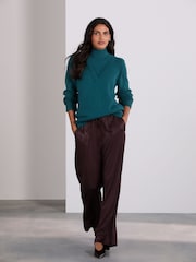 Teal Blue Cotton/Wool Blend Double Layer Jumper - Image 2 of 8