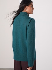 Teal Blue Cotton/Wool Blend Double Layer Jumper - Image 3 of 8