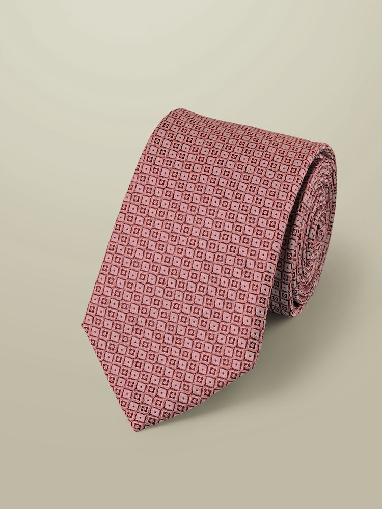 Charles Tyrwhitt Pink Stain Resistant Geo Tie - Image 1 of 2