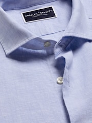 Charles Tyrwhitt Blue Slim Fit Slim Fit Plain Short Sleeve Pure 100% Linen Shirt - Image 3 of 5
