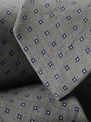 Charles Tyrwhitt Grey Silk Linen Printed Tie - Image 2 of 2