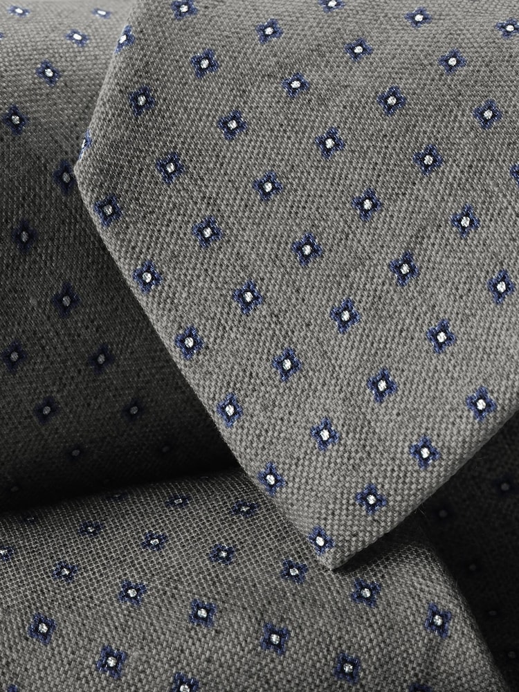 Charles Tyrwhitt Grey Silk Linen Printed Tie - Image 2 of 2