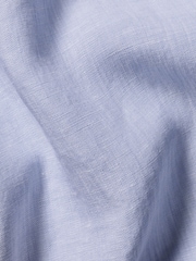 Charles Tyrwhitt Blue Classic Fit Plain Short Sleeve Pure 100% Linen Shirt - Image 4 of 4