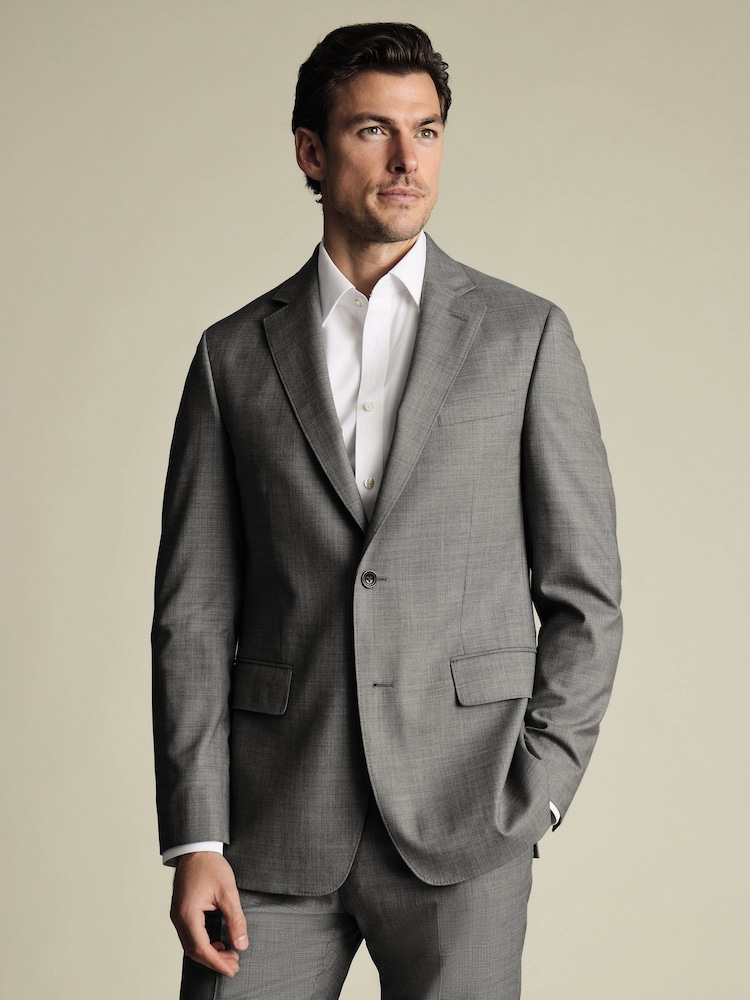 Charles Tyrwhitt Grey Slim Fit Sharkskin Slim Fit Jacket - Image 1 of 6