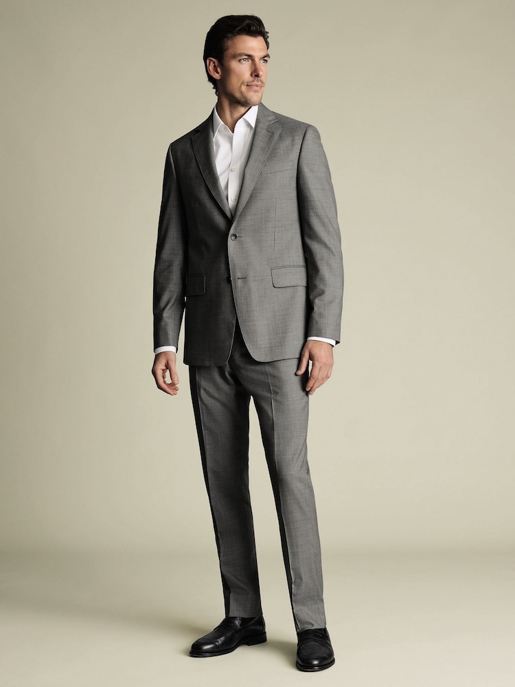 Gri - Sacou Charles Tyrwhitt Sharkskin Croială slim fit - Image 3 of 6