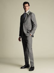 Charles Tyrwhitt Grey Slim Fit Sharkskin Slim Fit Jacket - Image 4 of 6
