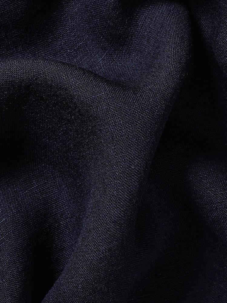 Charles Tyrwhitt Blue Slim Fit Slim Fit Plain Button Down Pure 100% Linen Shirt - Image 6 of 6