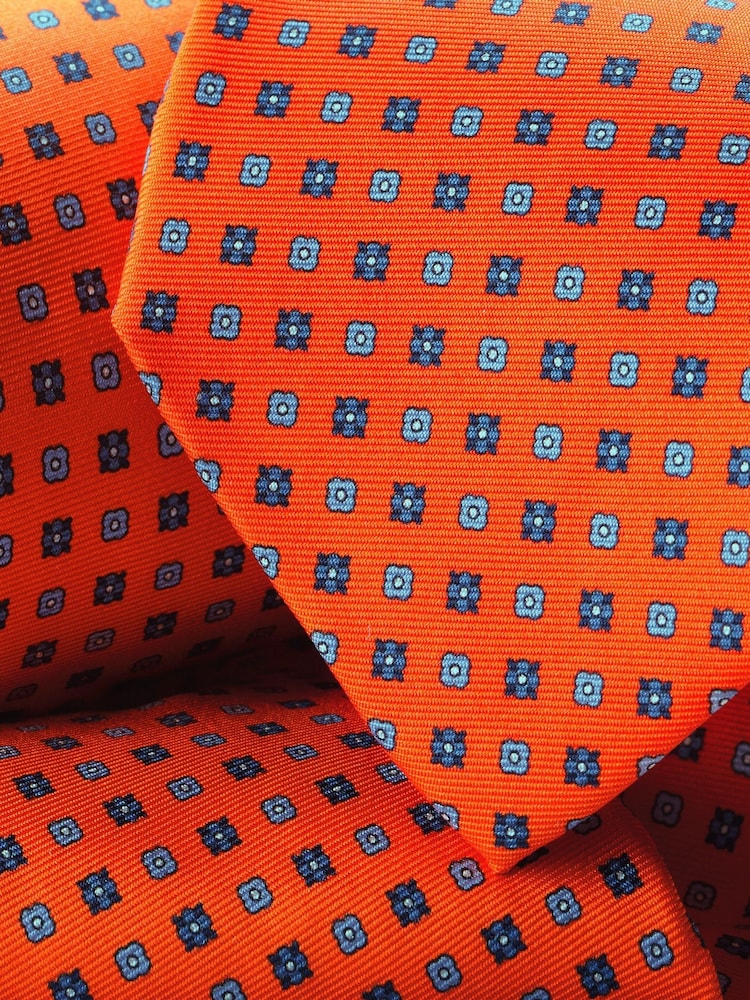 Charles Tyrwhitt Orange Silk Print Tie - Image 2 of 2