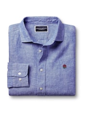 Kobaltblau - Charles Tyrwhitt Classic Fit Plain RFU Pure 100% Linen Shirt - Bild 4 von 6