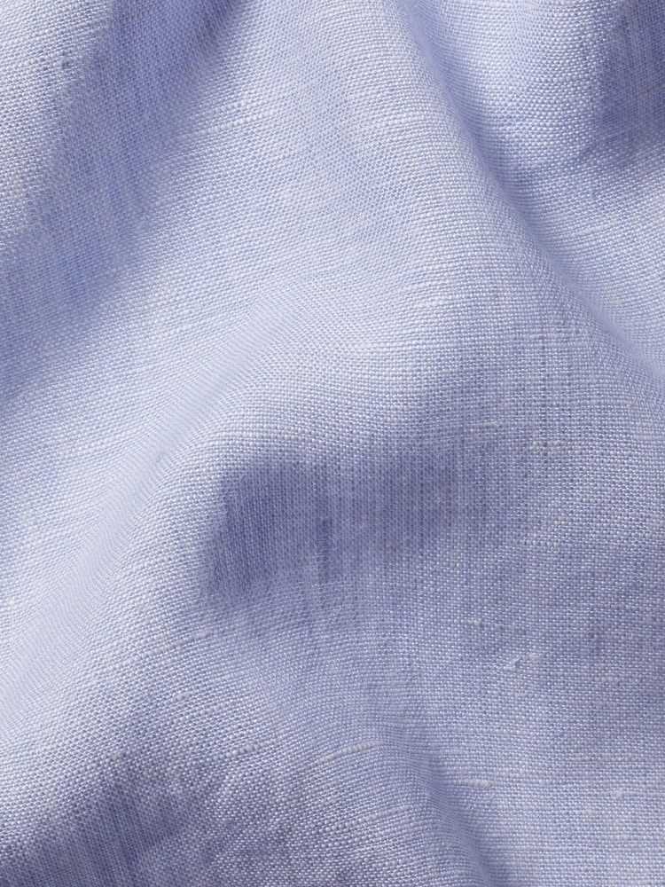 Charles Tyrwhitt Sky Blue Slim Fit Slim Fit Plain Button Down Pure 100% Linen Shirt - Image 6 of 6