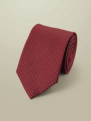 Charles Tyrwhitt Red Silk Stain Resistant Semi Plain Tie - Image 1 of 2