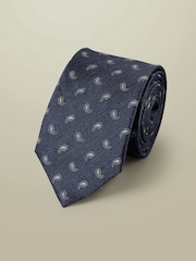 Charles Tyrwhitt Blue Silk Linen Woven Tie - Image 1 of 2