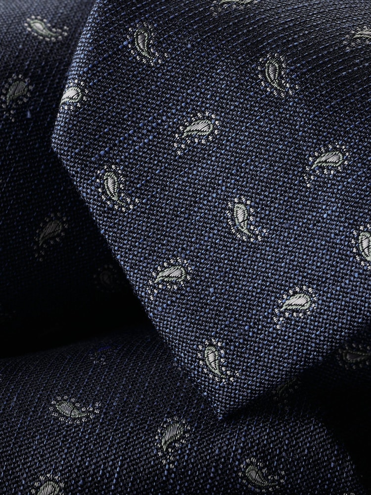 Charles Tyrwhitt Blue Silk Linen Woven Tie - Image 2 of 2
