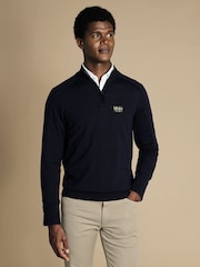 Charles Tyrwhitt Blue The Lions Performance Zip Neck Sweater - Image 1 of 5