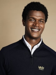 Charles Tyrwhitt Blue The Lions Performance Zip Neck Sweater - Image 2 of 5