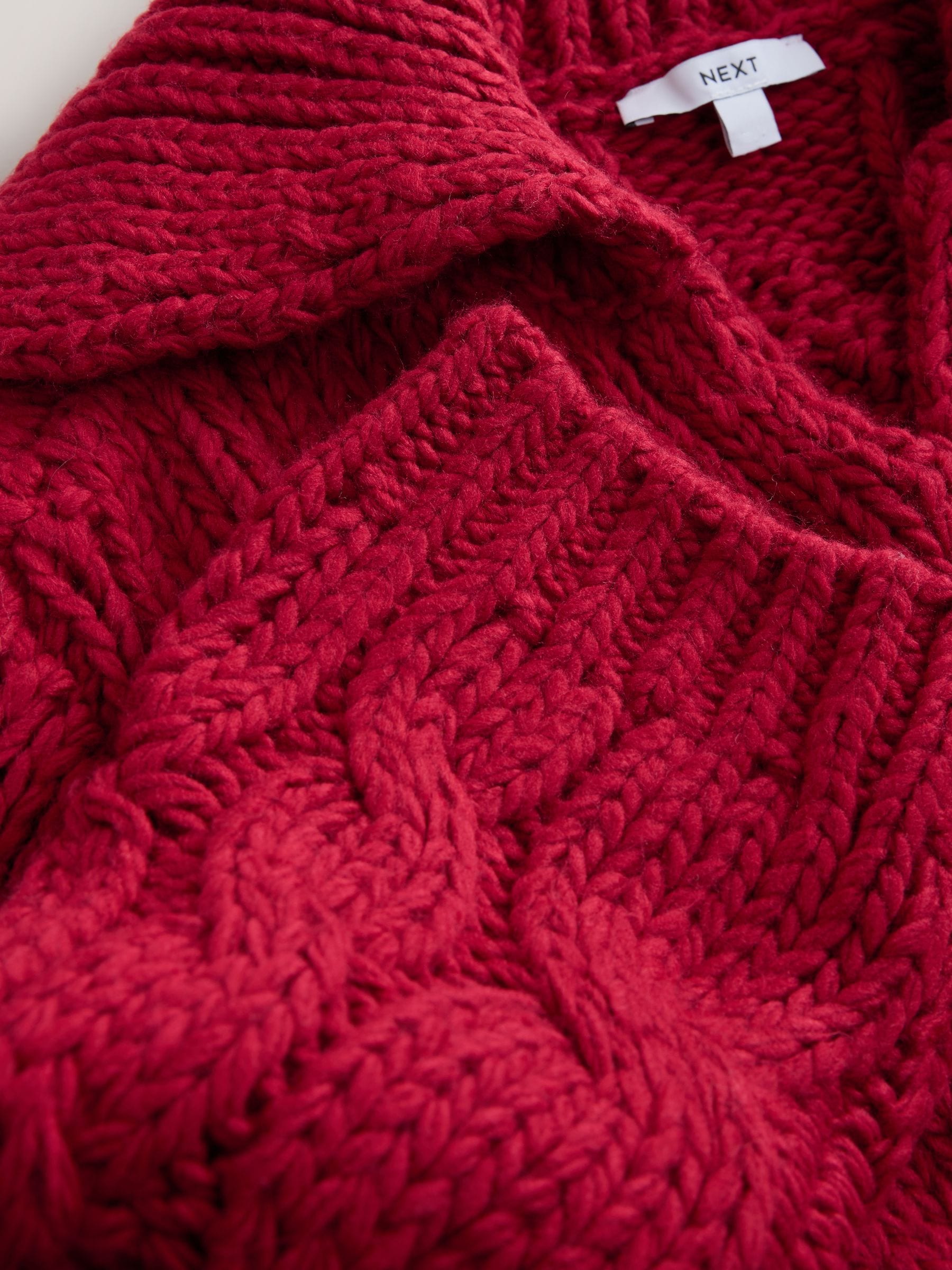 Buy Cherry Red Chunky Cable Knit Open Polo Collar Jumper from Next Buy Cherry Red Chunky Cable Knit Open Polo Collar Jumper from Next