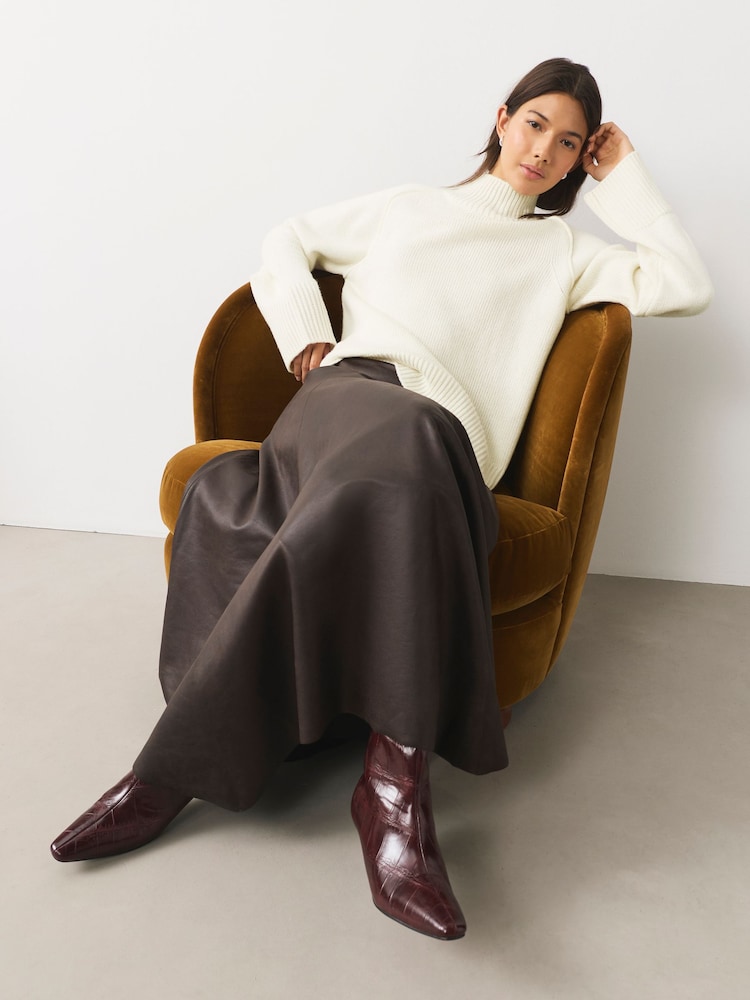 Bež - Debel pleten pulover s stoječim ovratnikom in volno - Slika 2 iz 9 Bež - Debel pleten pulover s stoječim ovratnikom in volno - Slika 2 iz 9