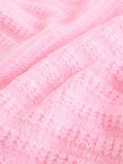 Light Pink Ribbed Longline V-Neck Jumper With Wool - Image 3 of 3
