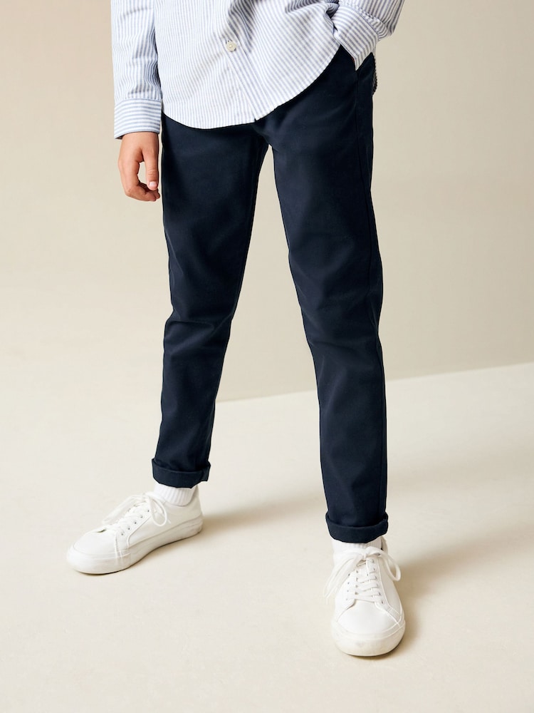 Navy/Stone Stretch Skinny Chino Trousers 2 Pack (3-17yrs) - Image 2 of 8 Navy/Stone Stretch Skinny Chino Trousers 2 Pack (3-17yrs) - Image 2 of 8